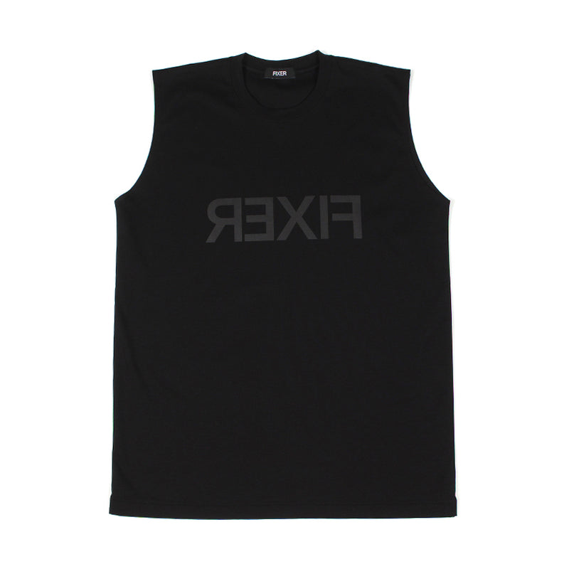 【干場愛用】<br>リバースプリント ノースリーブ Tシャツ ALLBLACK