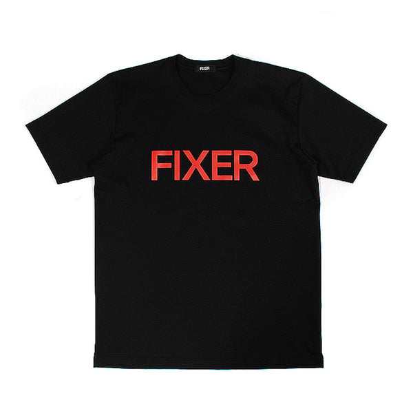 プリントクルーネックTシャツ ブラック×レッド