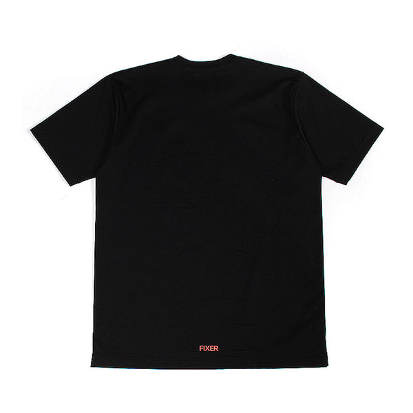 プリントクルーネックTシャツ ブラック×レッド