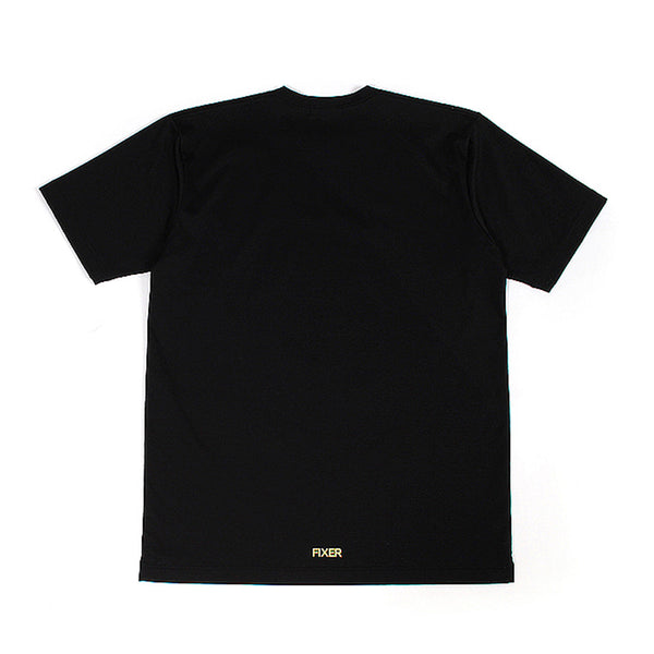 プリントクルーネックTシャツ ブラック×イエロー