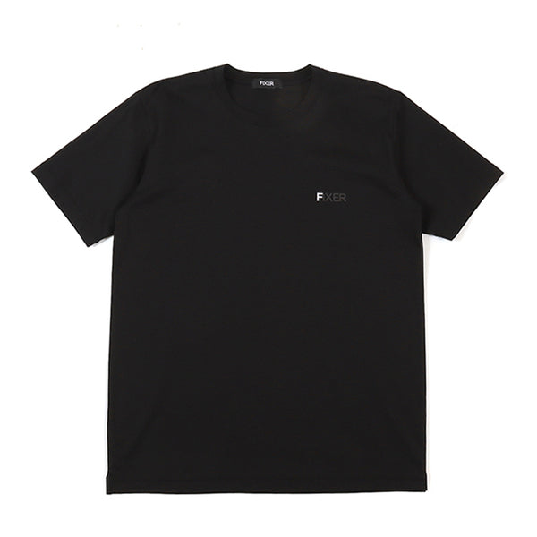 FIXERワンポイントロゴ プリントクルーネックTシャツ ブラック