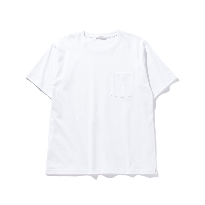 【干場監修】スビンコットン アンチシースルーTシャツ ポケット付き　<br>ホワイト