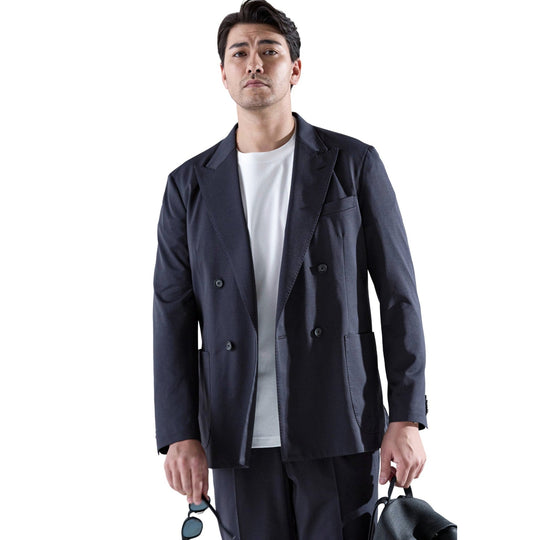 Anti-Wrinkle Jersey ダブル4Bジャケット チャコールグレー
