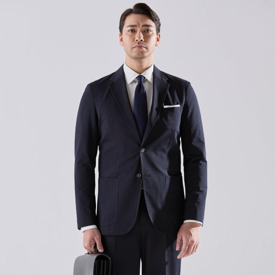 Air-Dense Cotton Jersey シングル2Bジャケット ネイビー