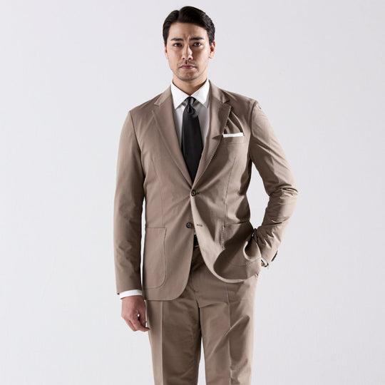 Air-Dense Cotton Jersey シングル2Bジャケット モカ