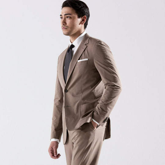 Air-Dense Cotton Jersey シングル2Bジャケット モカ