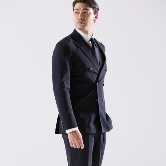 Air-Dense Cotton Jersey ダブル6Bテーラードジャケットネイビー