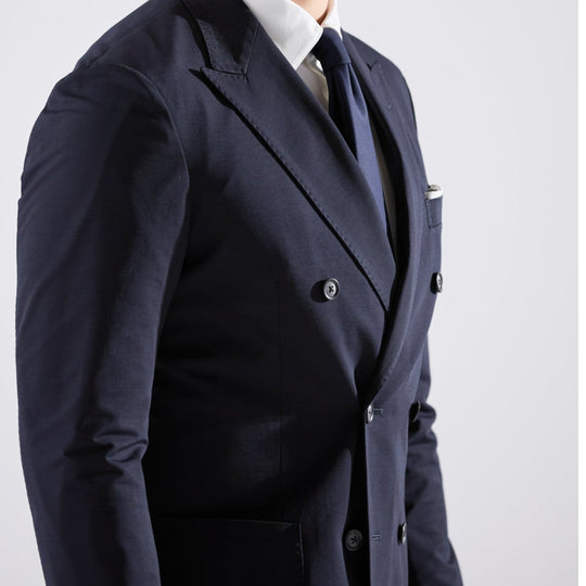 Air-Dense Cotton Jersey ダブル6Bテーラードジャケットネイビー