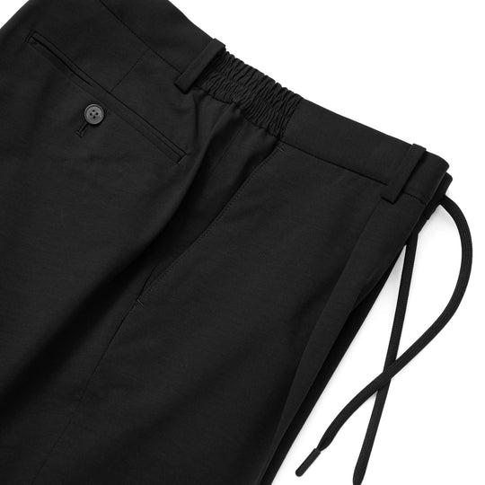 Air-Dense Cotton Jersey サイドギャザースラックス ブラック