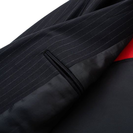 Helix Wool Jersey Banker Stripe シングル2Bテーラードジャケット コスモネイビー