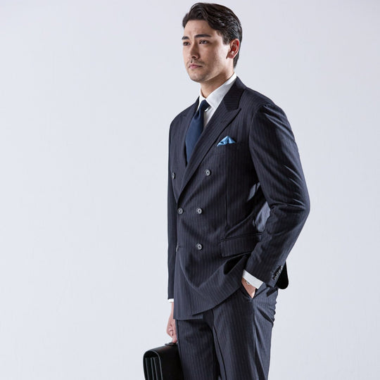 Helix Wool Jersey Banker Stripe ダブル6Bテーラードジャケット