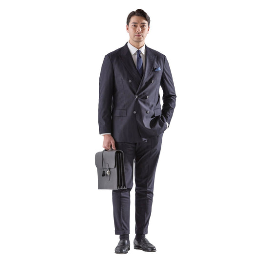 Helix Wool Jersey Banker Stripe ダブル6Bテーラードジャケット