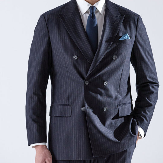 Helix Wool Jersey Banker Stripe ダブル6Bテーラードジャケット