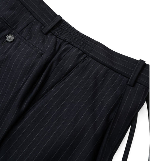 Helix Wool Jersey Banker Stripe サイドギャザースラックス コスモネイビー
