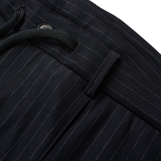 Helix Wool Jersey Banker Stripe サイドギャザースラックス コスモネイビー