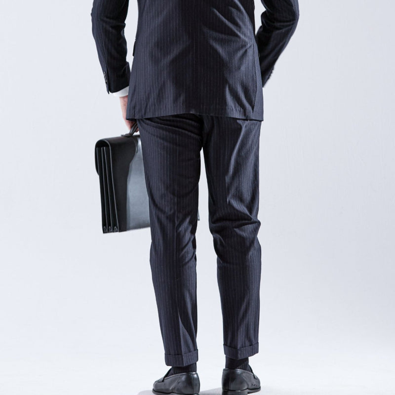 Helix Wool Jersey Banker Stripe サイドギャザースラックス コスモ