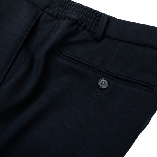 Helix Wool Jersey Plain サイドギャザースラックス コスモネイビー