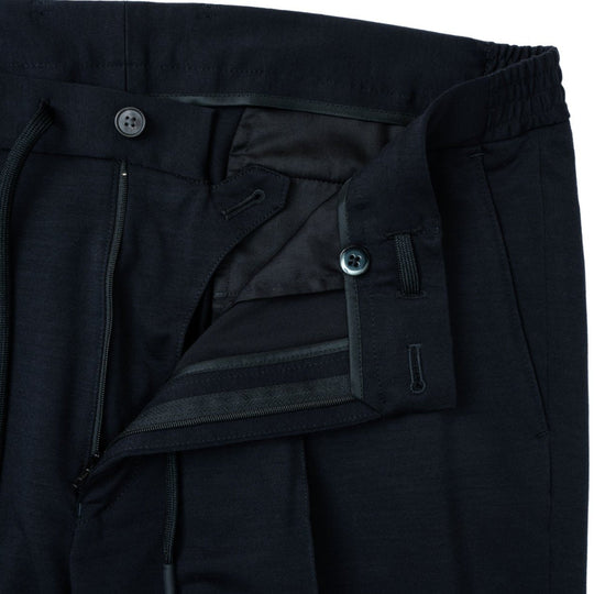 Helix Wool Jersey Plain サイドギャザースラックス コスモネイビー