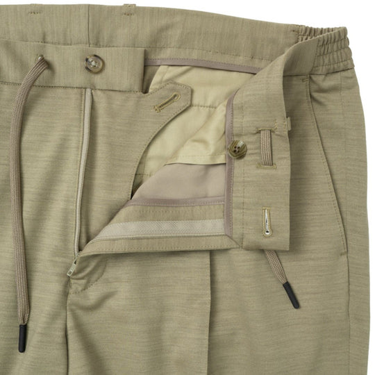 Helix Wool Jersey Plain サイドギャザースラックス ベージュ