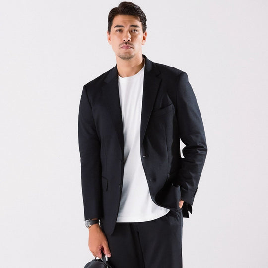 Duplex Cotton Jersey  シングル2Bノッチド・トラベルジャケット コスモネイビー