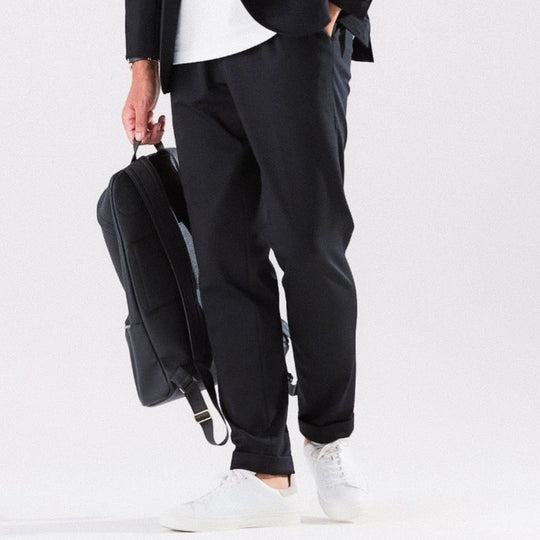 Duplex Cotton Jersey 1プリーツ サイドギャザー トラベル スラックス コスモネイビー
