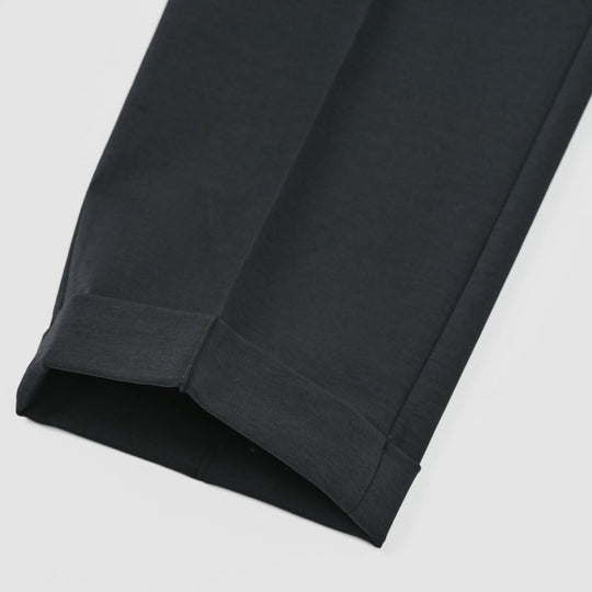 Duplex Cotton Jersey 1プリーツ サイドギャザー トラベル スラックス コスモネイビー