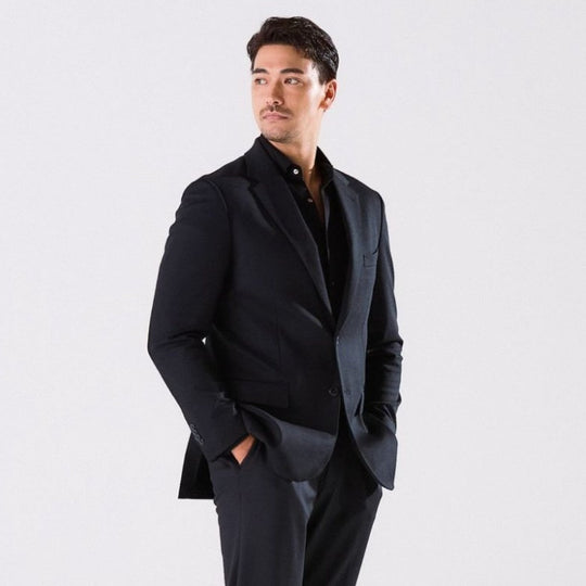 Duplex Wool Jersey シングル２Bノッチド トラベルジャケット ブラック