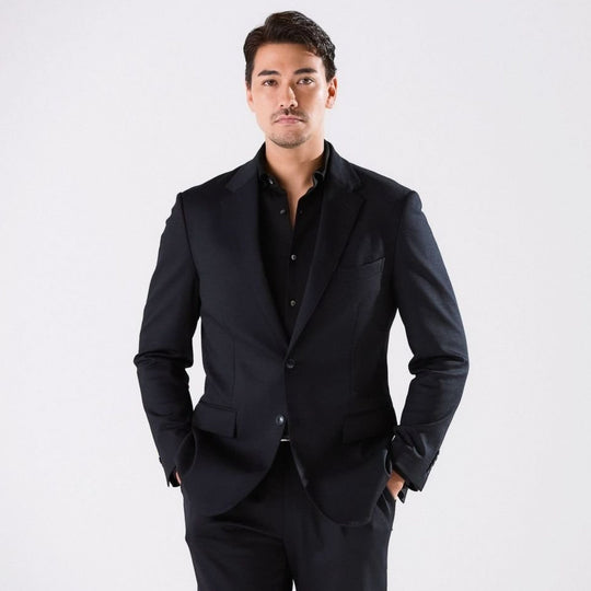 Duplex Wool Jersey シングル２Bノッチド トラベルジャケット ブラック