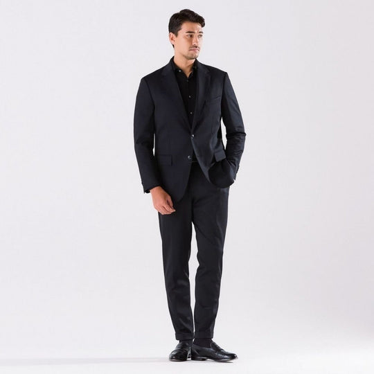 Duplex Wool Jersey シングル２Bノッチド トラベルジャケット ブラック