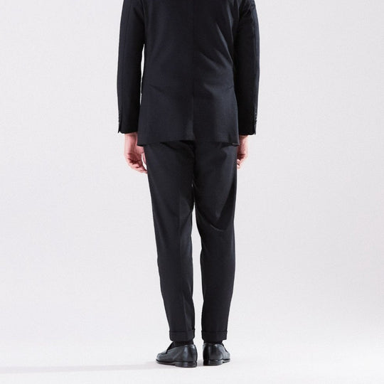 Duplex Wool Jersey 1プリーツ トラベル スラックス ブラック