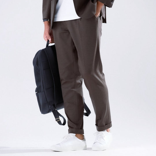 Duplex Wool Jersey 1プリーツ トラベル スラックス モカ