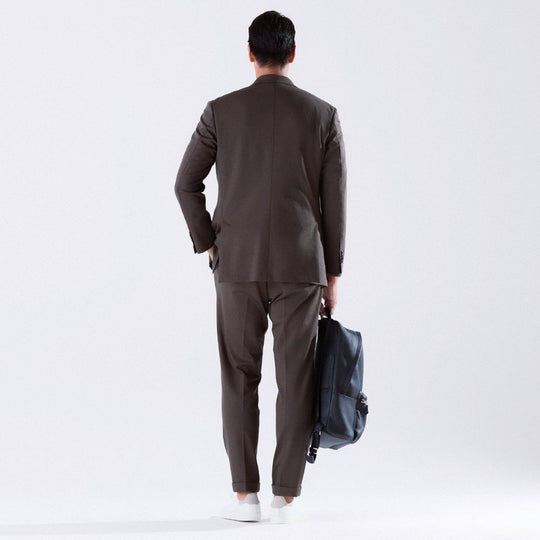 Duplex Wool Jersey 1プリーツ トラベル スラックス モカ