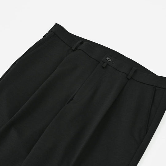 Duplex Wool Jersey 1プリーツ トラベル スラックス ブラック