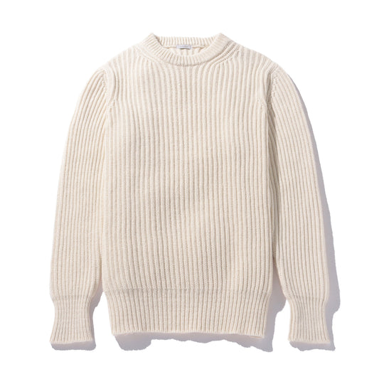 カシミヤミドルゲージクルー フィッシャーマンニットオフホワイト