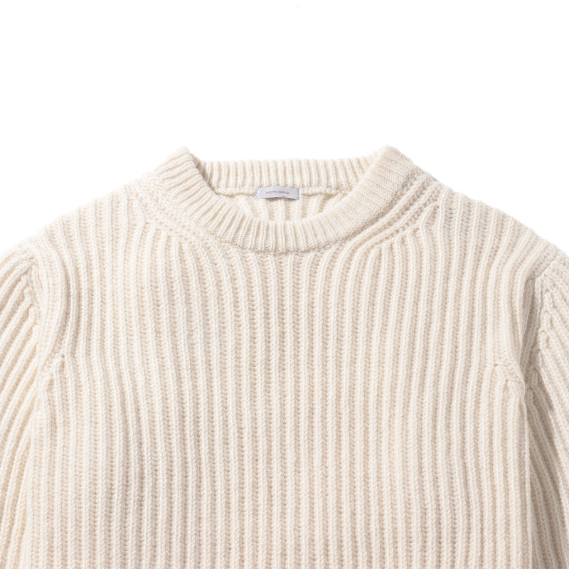 カシミヤミドルゲージクルー フィッシャーマンニットオフホワイト