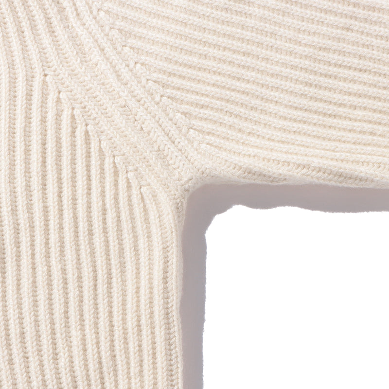 カシミヤミドルゲージクルー フィッシャーマンニットオフホワイト