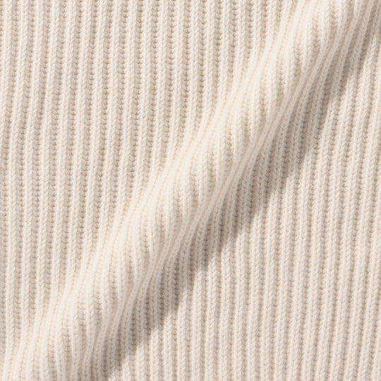 カシミヤミドルゲージクルー フィッシャーマンニットオフホワイト