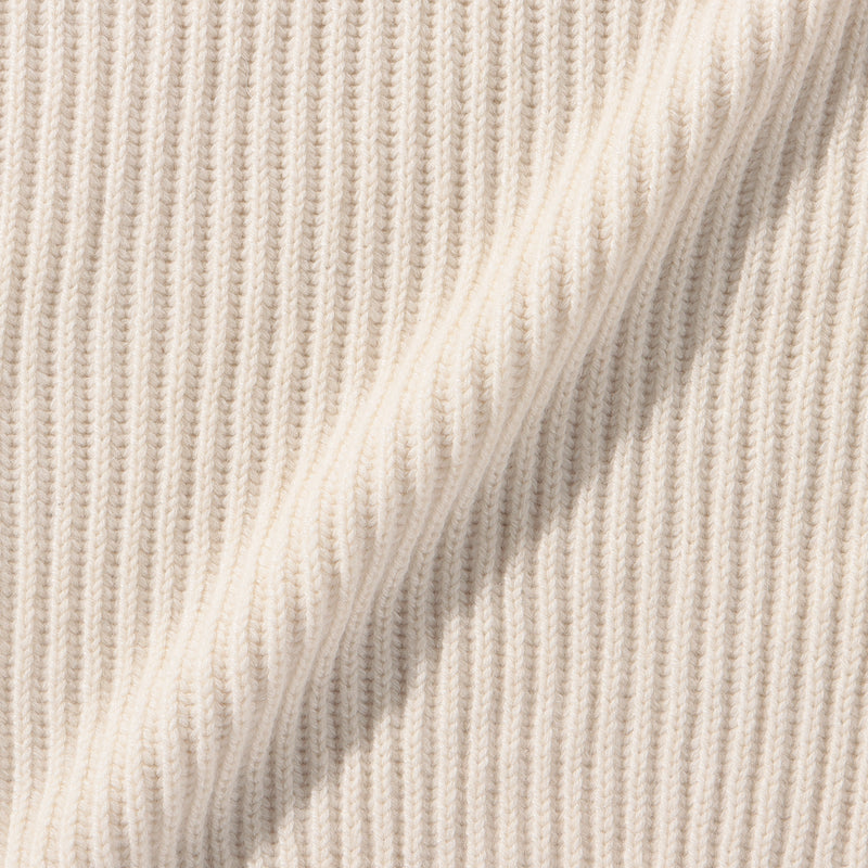 カシミヤミドルゲージクルー フィッシャーマンニットオフホワイト