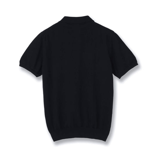 イタリア製 半袖ポロ コットンニット ネイビー