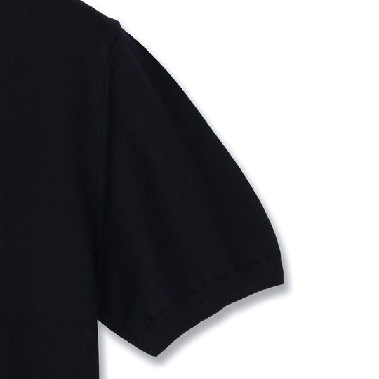 イタリア製 半袖ポロ コットンニット ネイビー