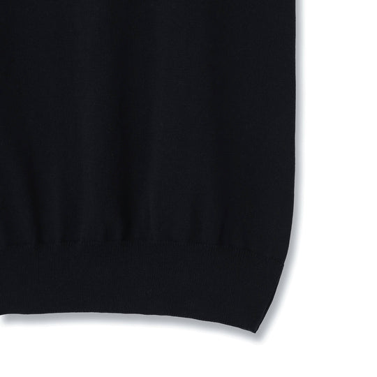 イタリア製 半袖ポロ コットンニット ネイビー