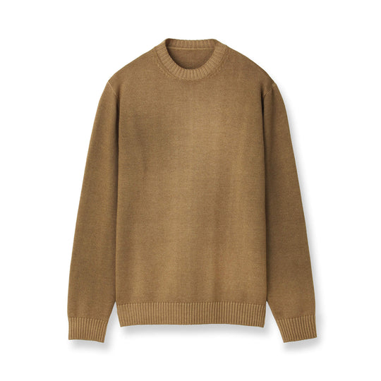 ESLATO イタリア製“Tintura Freddo（スノー加工）”ウールニット クルーネック キャメル