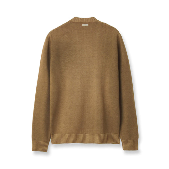 ESLATO イタリア製“Tintura Freddo（スノー加工）”ウールニット クルーネック キャメル