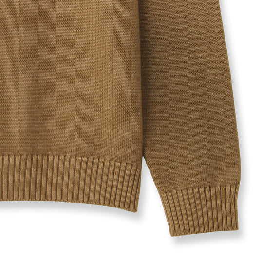 ESLATO イタリア製“Tintura Freddo（スノー加工）”ウールニット クルーネック キャメル