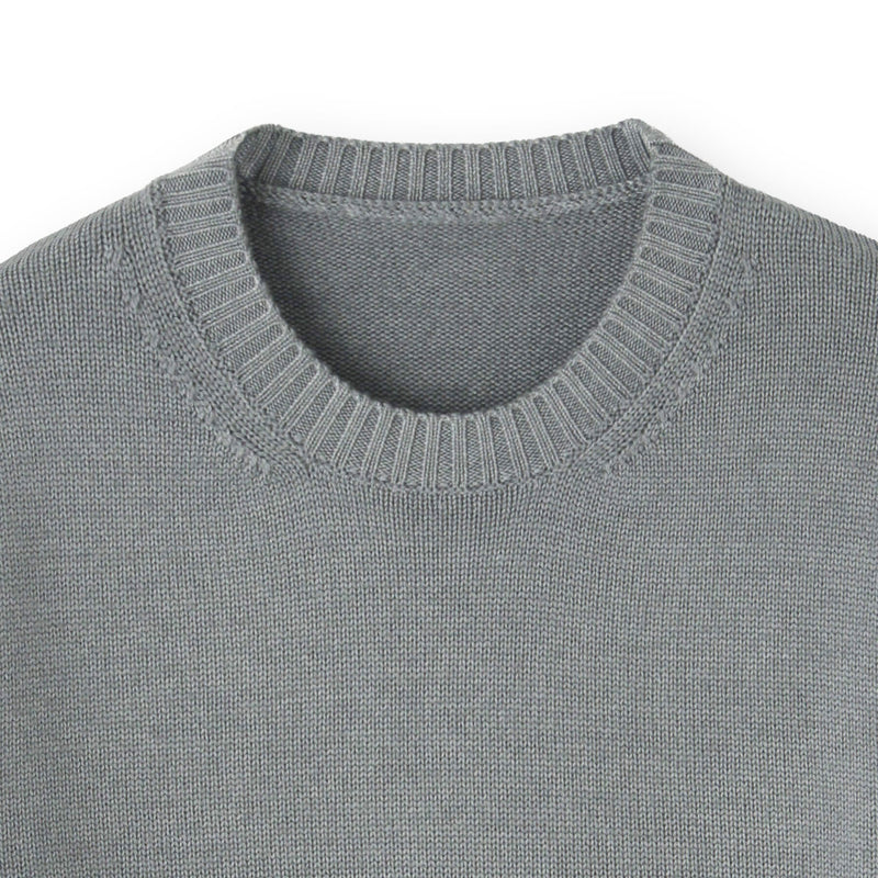 イタリア製“Tintura Freddo（スノー加工）”ウールニット クルーネック