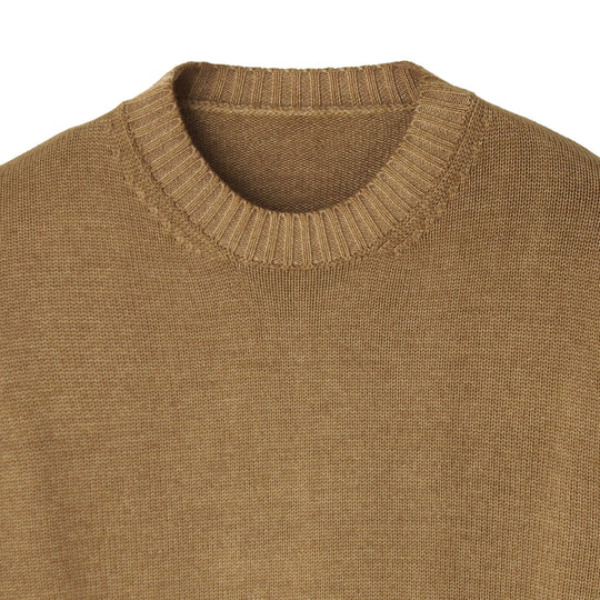 ESLATO イタリア製“Tintura Freddo（スノー加工）”ウールニット クルーネック キャメル