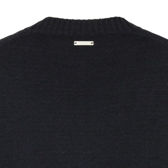 ESLATO イタリア製“Tintura Freddo（スノー加工）”ウールニット クルーネック ネイビー