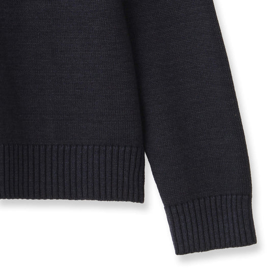 ESLATO イタリア製“Tintura Freddo（スノー加工）”ウールニット クルーネック ネイビー