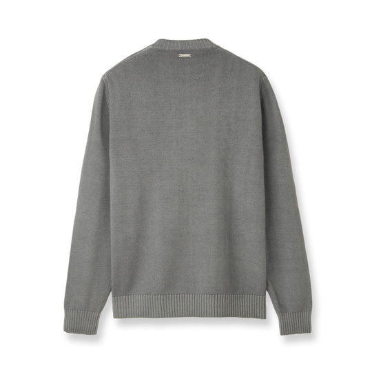 ESLATO イタリア製“Tintura Freddo（スノー加工）”ウールニット クルーネック グレー