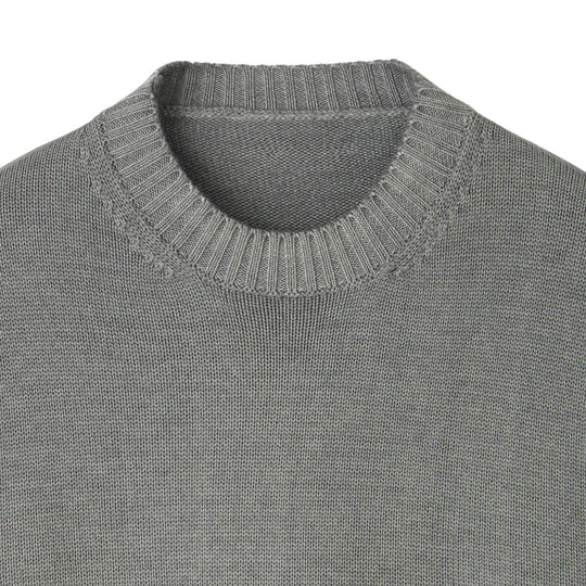 ESLATO イタリア製“Tintura Freddo（スノー加工）”ウールニット クルーネック グレー